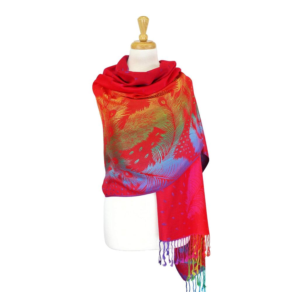 3763 Rainbow Pashmina Colorful Silky Tropical Exotic Wrap View 5